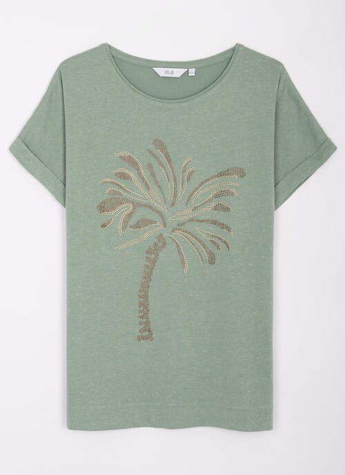 Linen Blend Embellished Top