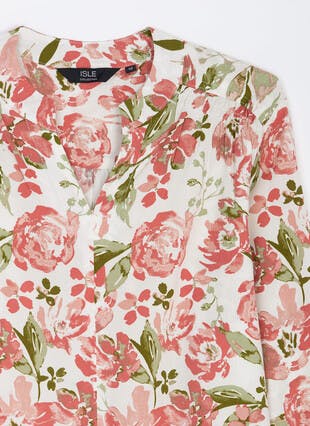 Pop Over Mandarin Print Blouse 