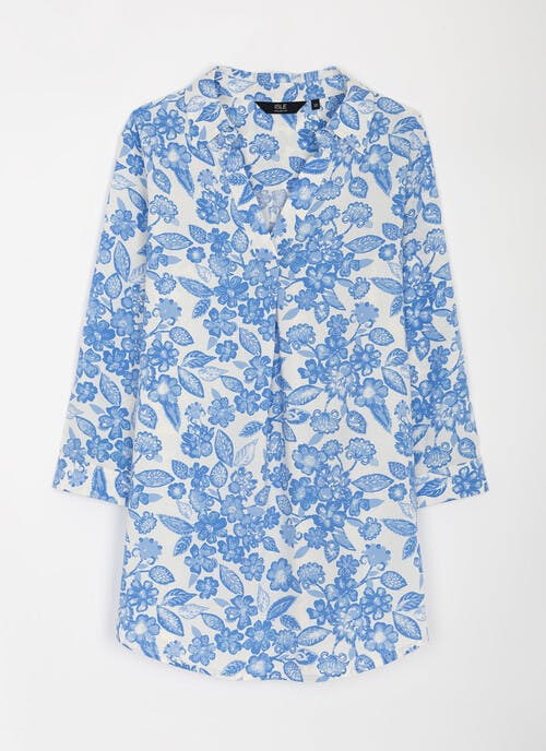 Pop Over  Collared Print Blouse