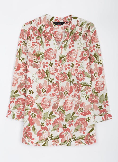 Pop Over Mandarin Print Blouse 