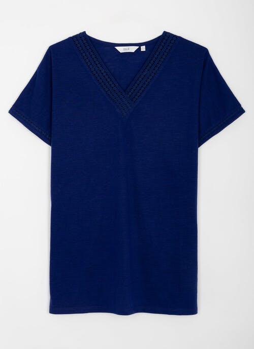Lace Trim V Neck T-Shirt