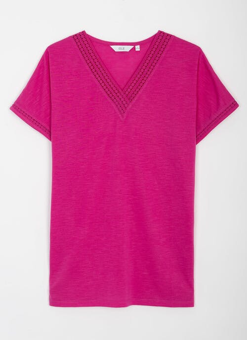 Lace Trim V Neck T-Shirt