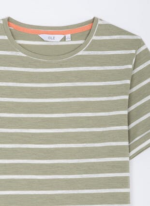 Pure Cotton Stripe Cuff Detail T-Shirt