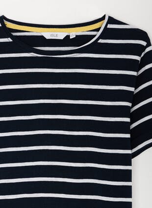 Pure Cotton Stripe Cuff Detail T-Shirt