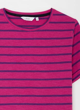 Pure Cotton Stripe Cuff Detail T-Shirt