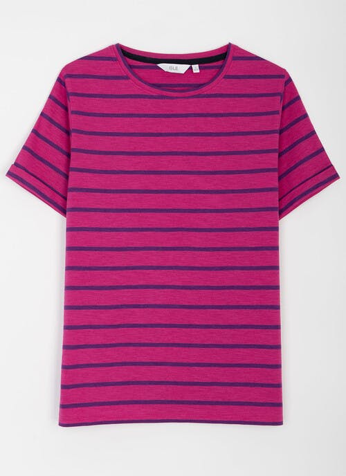 Pure Cotton Stripe Cuff Detail T-Shirt