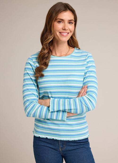 Cotton Rich Ribbed Stripe Top
