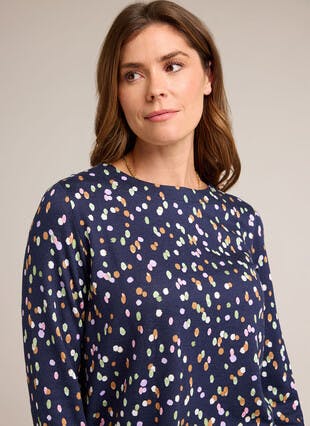Soft Touch Printed Boat Neck Top
