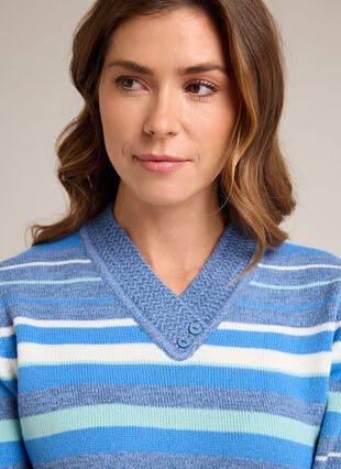 Striped V Neck Jumper