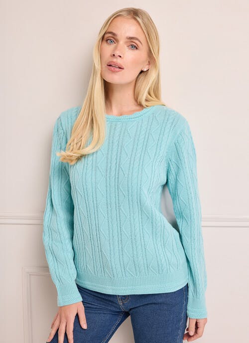 Cable Knit Scallop Neck Jumper 
