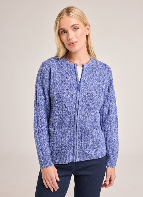 Cable Twist Zip Through Cardigan 