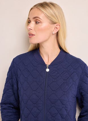 Quilted Jersey Zip Front Jacket