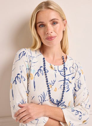 Warm Touch Necklace Print Top 