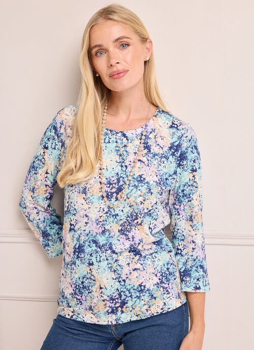 Warm Touch Necklace Print Top 