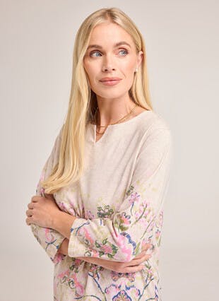 Notch Neck Print Top