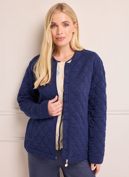 Quilted Jersey Zip Front Jacket