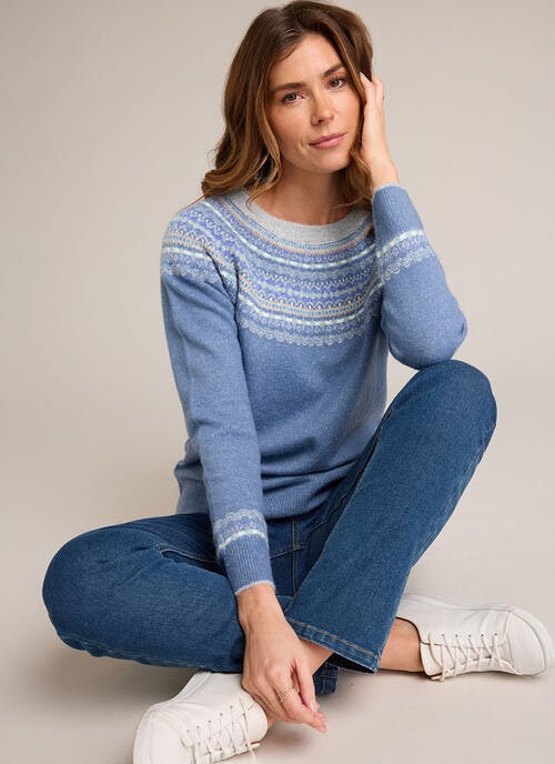 Soft Touch Fairisle Yoke Crew Neck Jumper