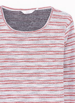 Textured Striped Crew Neck Top