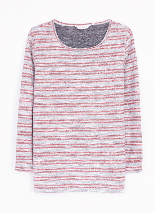 Textured Striped Crew Neck Top