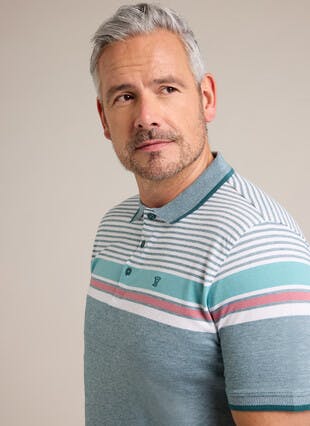 Pure Cotton Birdseye Yoke Stripe Polo Shirt