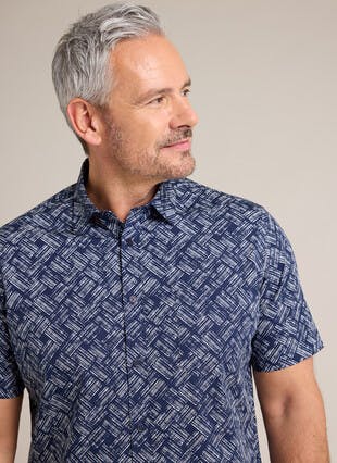 Pure Cotton Poplin Print Short Sleeve Shirt