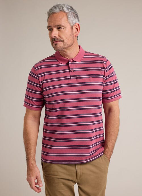 Pure Cotton Pique Engineered Stripe Polo Shirt