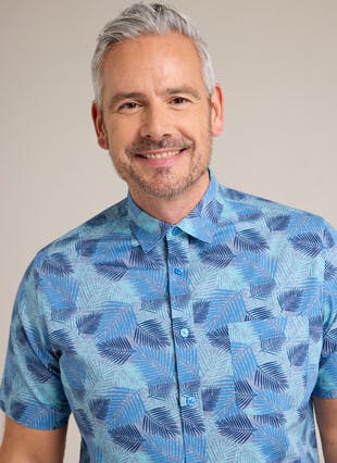 Pure Cotton Poplin Print Short Sleeve Shirt