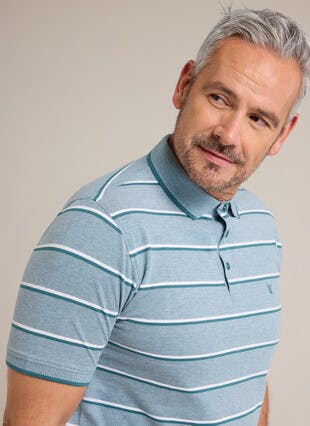 Pure Cotton Birdseye Stripe Polo Shirt
