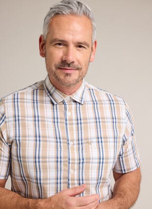 Cotton Blend Easy Care Short Sleeve Check Shirt