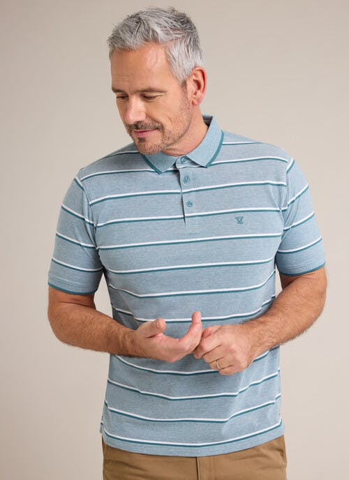 Pure Cotton Birdseye Stripe Polo Shirt
