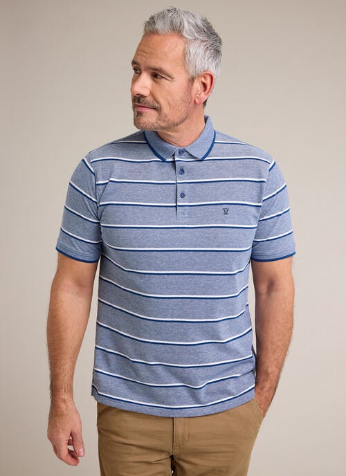 Pure Cotton Birdseye Stripe Polo Shirt