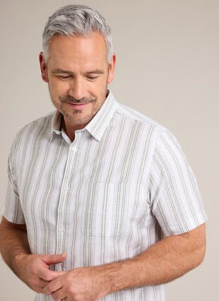 Pure Cotton Cheesecloth Multi Stripe Short Sleeve Shirt