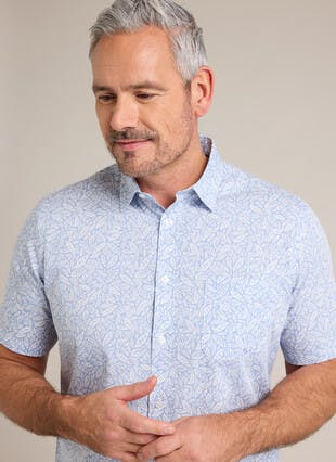 Pure Cotton Poplin Print Short Sleeve Shirt