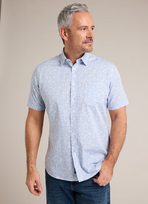Pure Cotton Poplin Print Short Sleeve Shirt