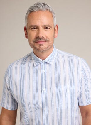 Pure Cotton Cheesecloth Multi Stripe Short Sleeve Shirt