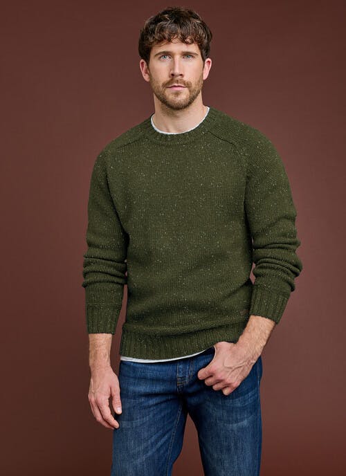 Textured Nep With Wool Crew Neck Jumper
