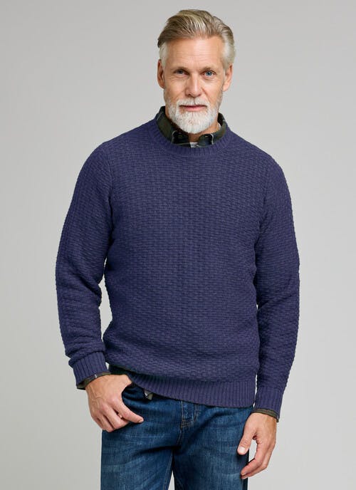 Textured Knit With Wool Crew Neck Jumper