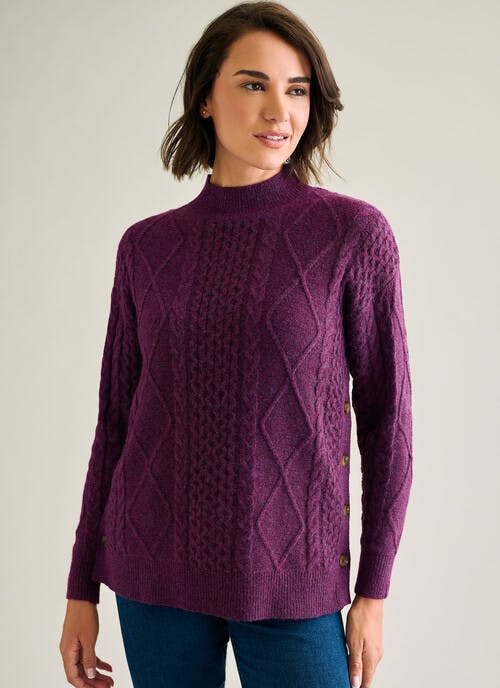 Wool Blend Cable Knit Turtle Neck Jumper