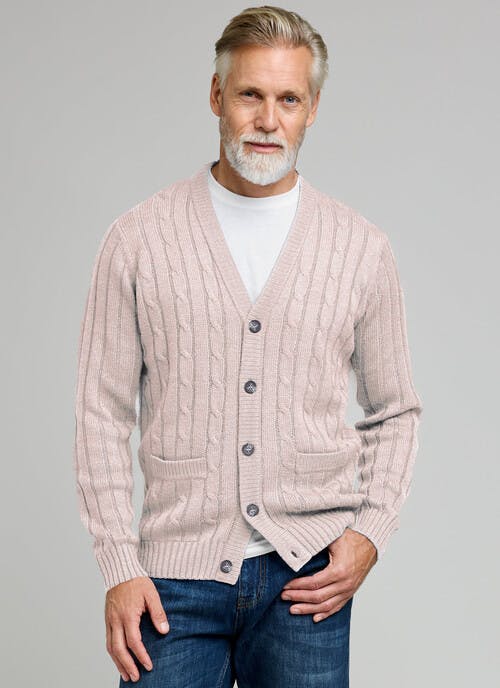 Cable Knit V Neck Cardigan