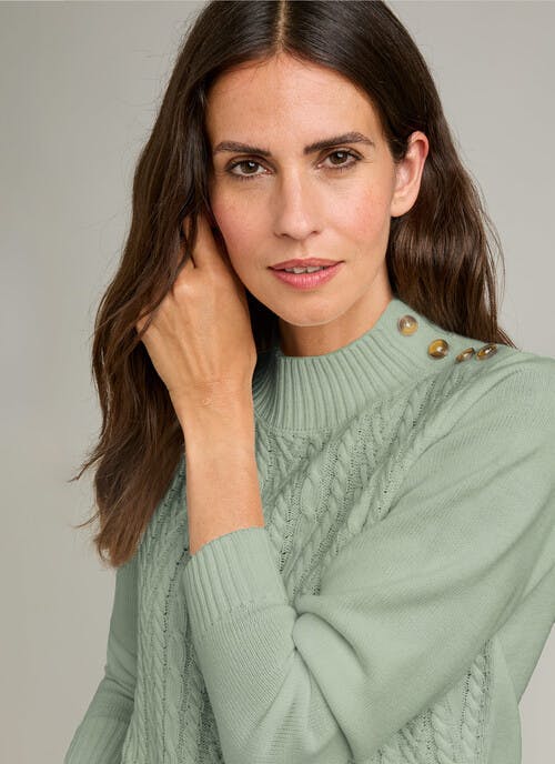 Button Detail Turtle Neck Jumper