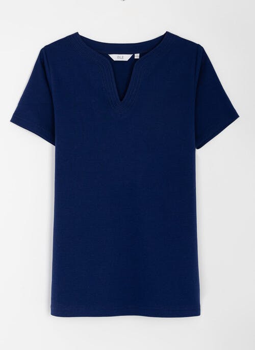 Pure Cotton Notch Neck T-Shirt