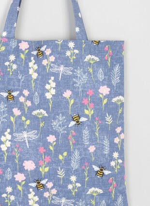 Bee Floral Printed Cotton Tote Bag