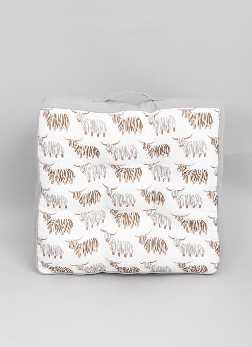 Highland Cow Printed Cotton Booster Cushion