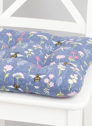 Bee Floral Printed Cotton Seat Pad