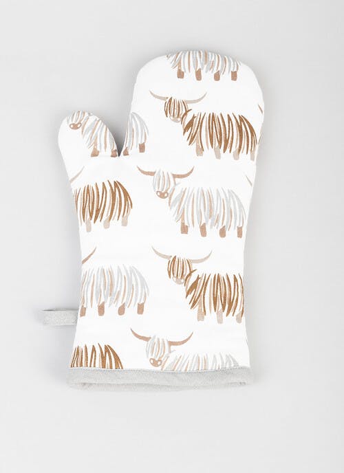 Highland Cow Printed Cotton Single Oven Glove