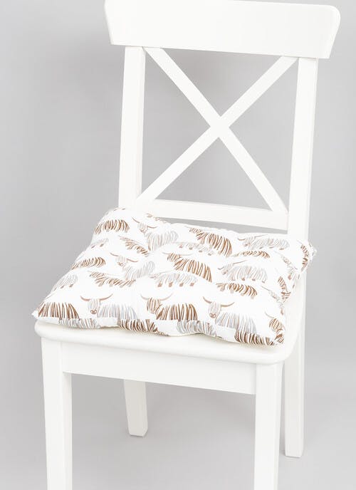 Highland Cow Printed Cotton Seat Pad