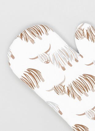 Highland Cow Printed Cotton Single Oven Glove