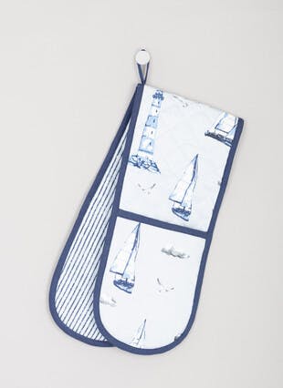 Sailing Boats Printed Cotton Double Oven Gloves