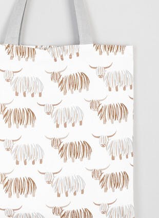 Highland Cow Printed Cotton Tote Bag