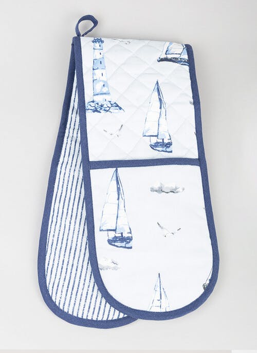 Sailing Boats Printed Cotton Double Oven Gloves